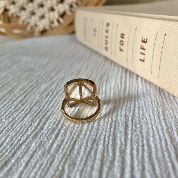 Elements Gold Square Diamond Symbol Open Ring “Venya” Earth Alchemy - Picture 7 of 12